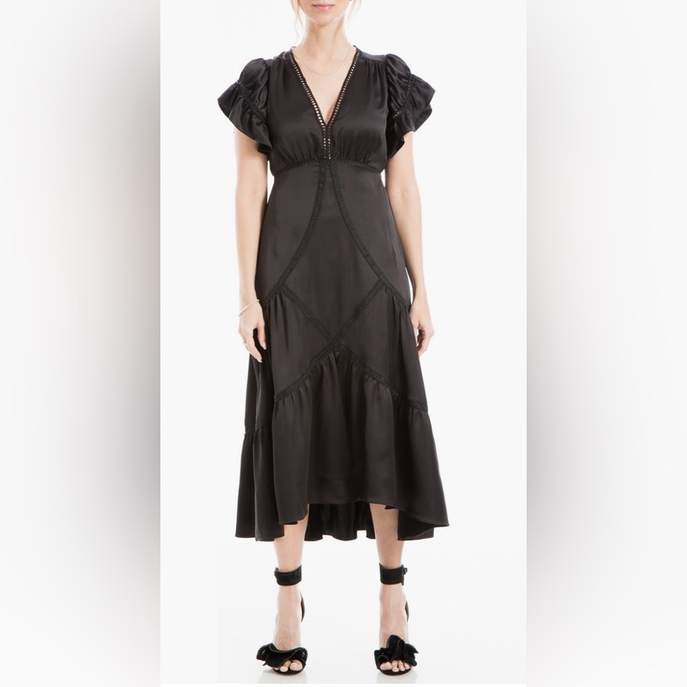 NWT MAX STUDIO Flutter Sleeve Satin Midi Dress